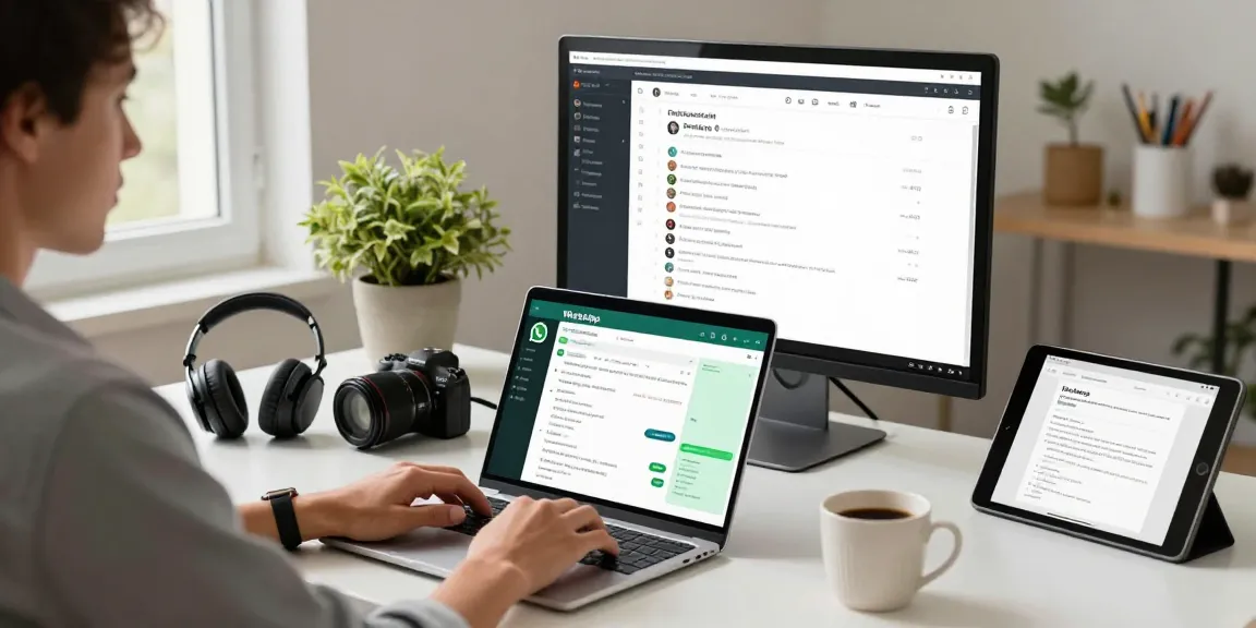 Using WhatsApp電腦版 in a modern home office for efficient communication.