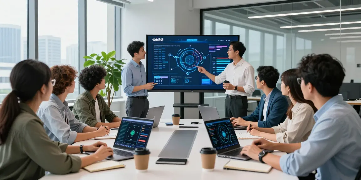 專業團隊在現代工作空間中協作制定快連網絡優化策略。