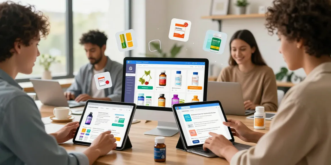 Buy cocaine powder online through a vibrant e-commerce retail experience showcasing various pharmacy products.