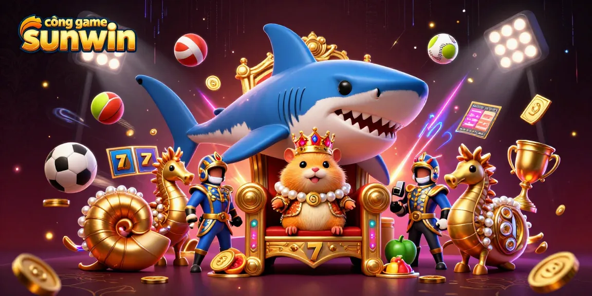 Experience the excitement of cổng game sunwin with golden hamster king on his throne amid exhilarating gaming elements.