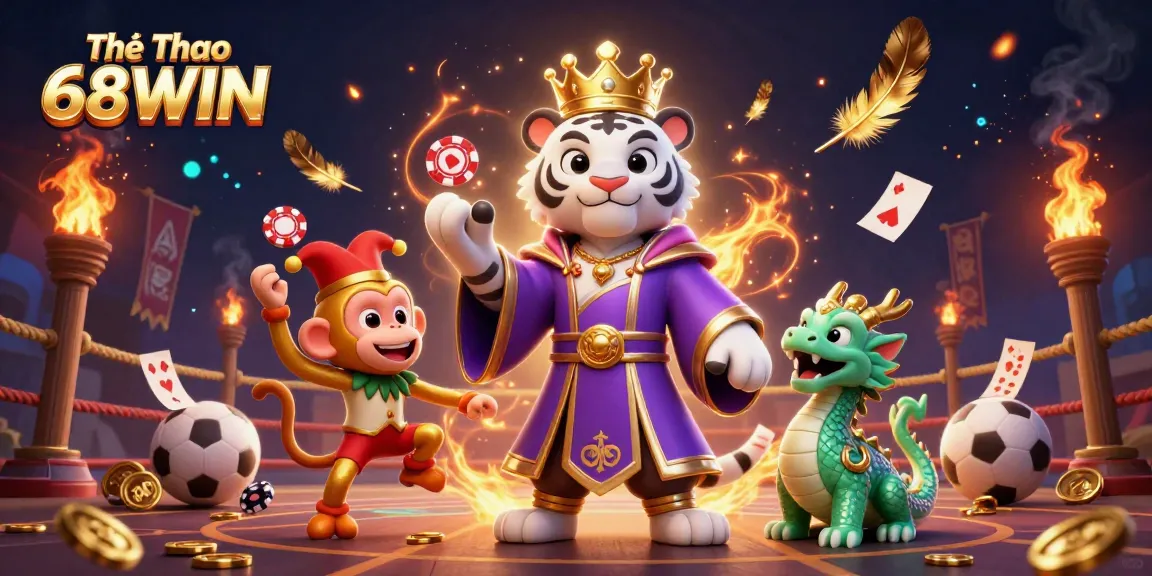 Thể Thao 68WIN showcases a vibrant sports betting scene with dynamic characters and rich elements.