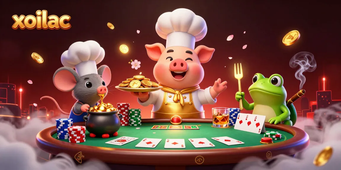 Experience excitement with xoilac's captivating online casino scene featuring dynamic characters and rich gambling elements.