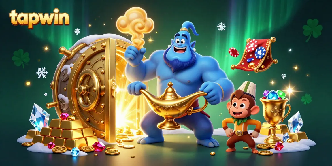 Experience the magic of tapwin's betting world with a vibrant 3D casino illustration bursting with excitement.