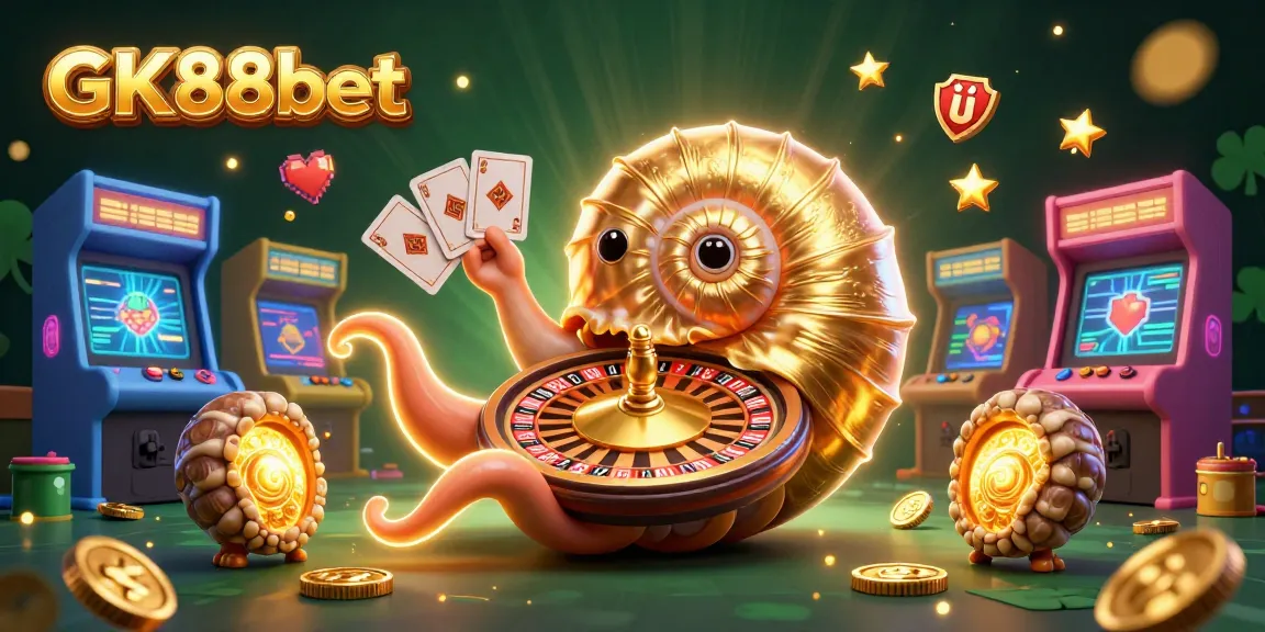 Experience the excitement of GK88bet with vibrant casino elements and a dynamic 3D nautilus!