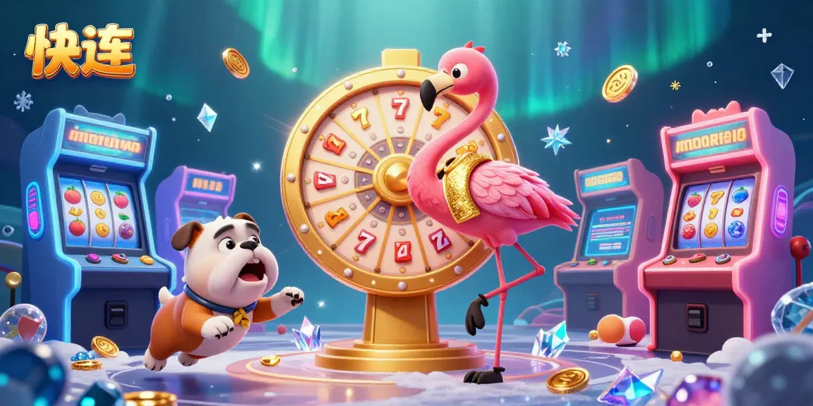 Experience the thrill of fast gaming with 快连, featuring a flamingo show host and vibrant prizes.