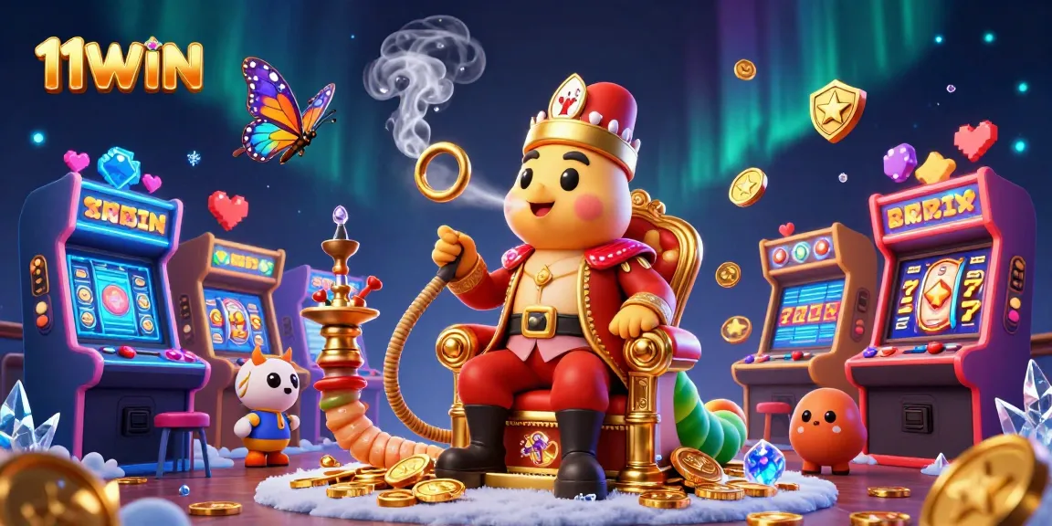 Engage in dynamic betting at 11WIN featuring an illustrative casino scene filled with games and treasures.