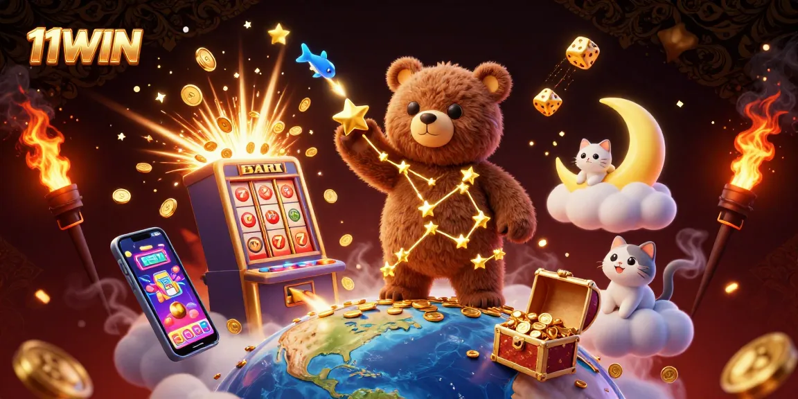 Engage with the enchanting 11WIN experience amidst vibrant 3D casino characters and dynamic game elements.