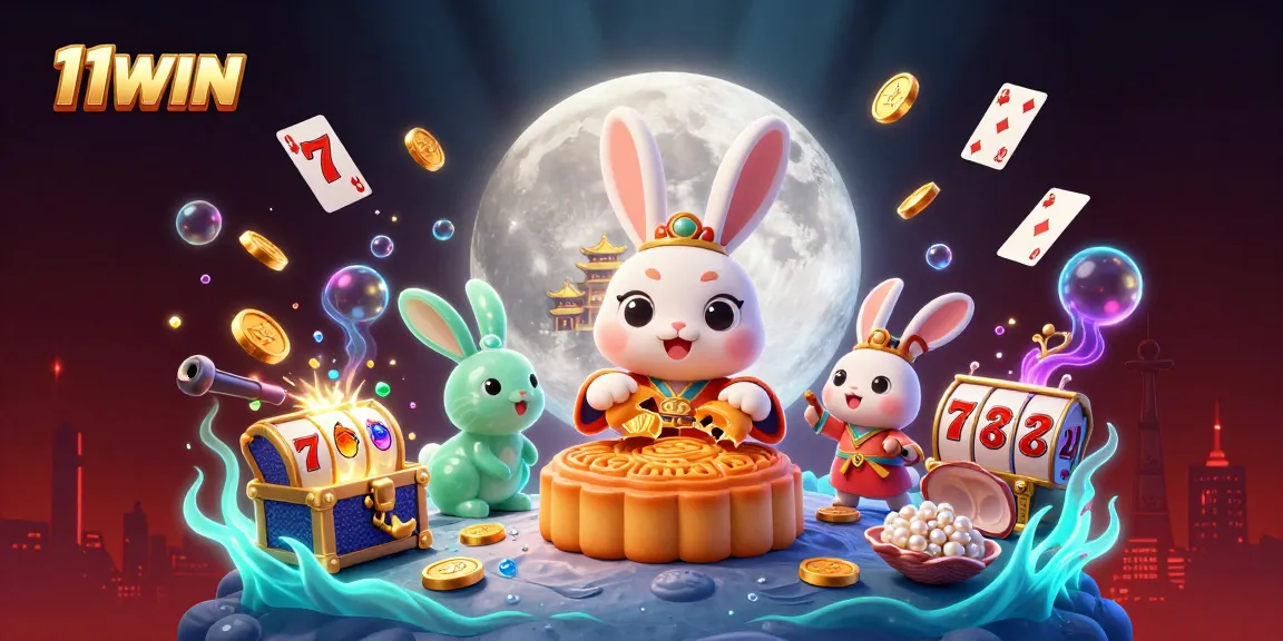 Experience thrilling gameplay at 11WIN with a vibrant lunar-themed poker scene bursting with dynamic game elements.